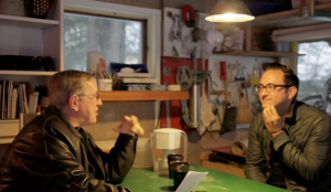 Dave Warner and Daryn DeLuco chat at Eats Pottery on Spruce Lake in the Adirondacks of upstate New York.